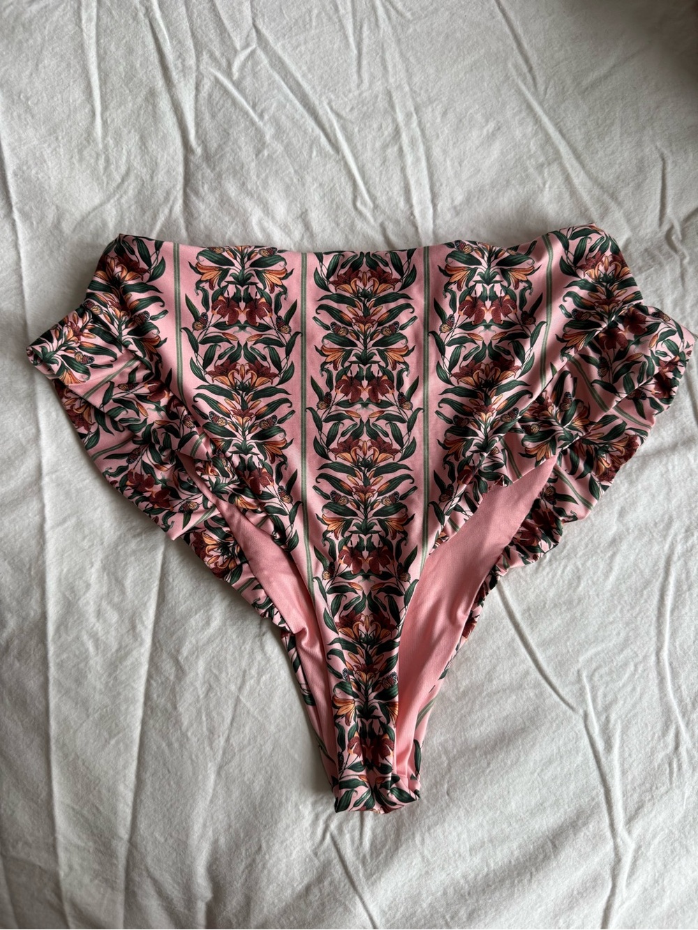AGUA BY AGUA BENDITA Pink Floral Jengibre High-waisted Bikini Bottom